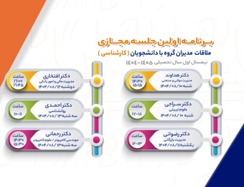 برنامه اولین جلسه مجازی ملاقات مدیران گروه با دانشجویان کارشناسی در ترم جاری اعلام شد